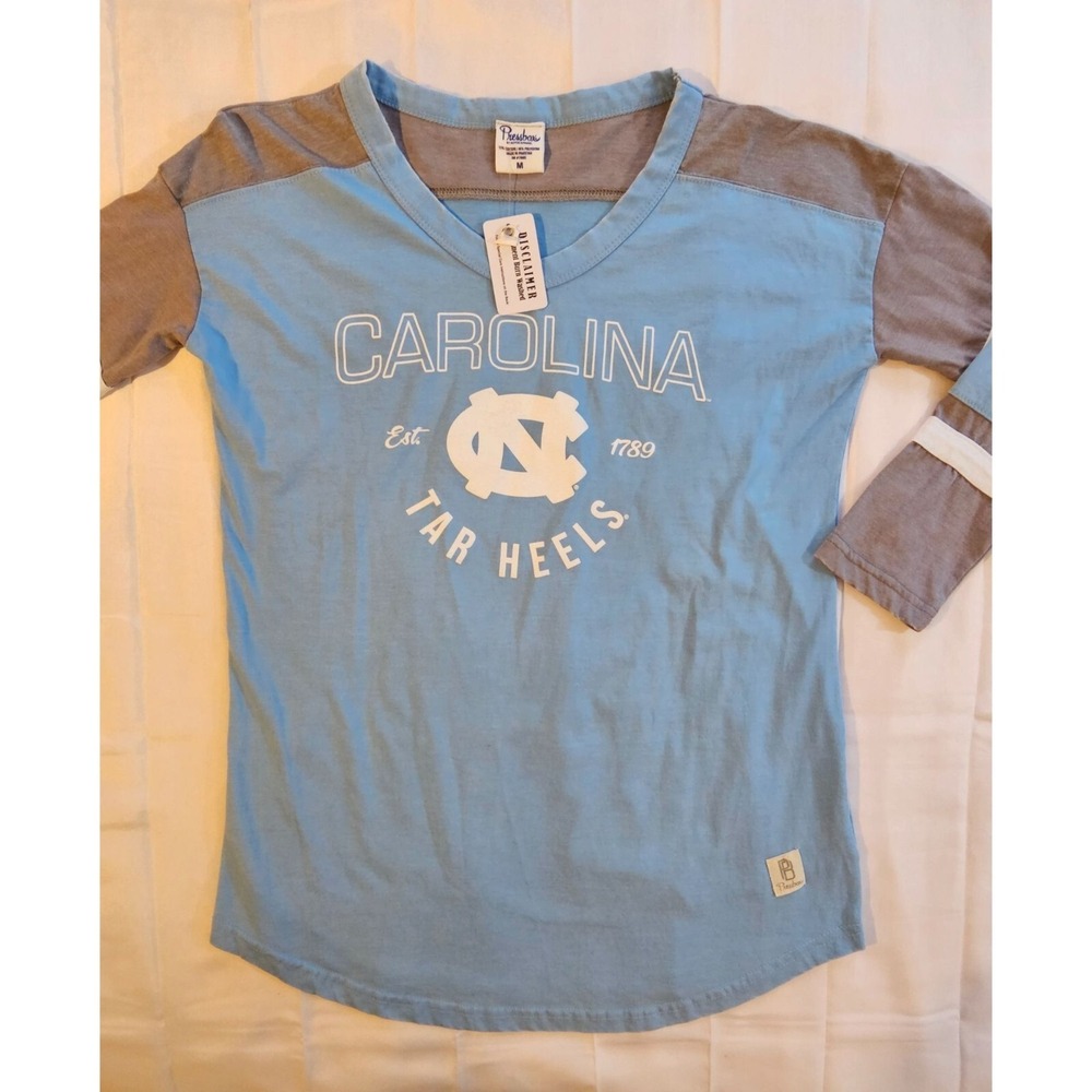 Royce Pressbox Burn Washed Carolina NC Tar Heels long sleeve Shirt Womens M NEW
